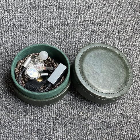 Lightweight and Portable PU Leather Storage Box Suitable for Wired earplugs and in Ear Headphone Storage Protective Cover (Green) in Saudi Arabia