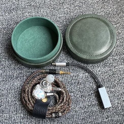 Lightweight and Portable PU Leather Storage Box Suitable for Wired earplugs and in Ear Headphone Storage Protective Cover (Green) in Saudi Arabia