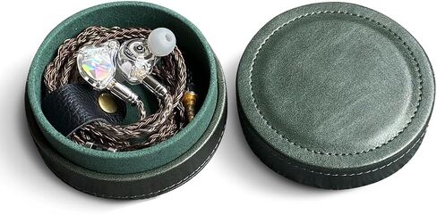 Lightweight and Portable PU Leather Storage Box Suitable for Wired earplugs and in Ear Headphone Storage Protective Cover (Green) in Saudi Arabia