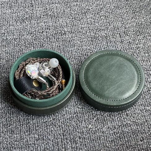 Lightweight and Portable PU Leather Storage Box Suitable for Wired earplugs and in Ear Headphone Storage Protective Cover (Green) in Saudi Arabia