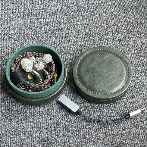 Lightweight and Portable PU Leather Storage Box Suitable for Wired earplugs and in Ear Headphone Storage Protective Cover (Green) in Saudi Arabia