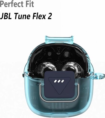 Geiomoo TPU Case for JBL Tune Flex 2, Soft Flexible Scratch Resistant Protective Cover with Carabiner (Clear) in Saudi Arabia