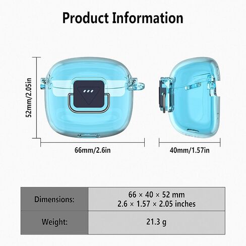 Geiomoo TPU Case for JBL Tune Flex 2, Soft Flexible Scratch Resistant Protective Cover with Carabiner (Clear) in Saudi Arabia