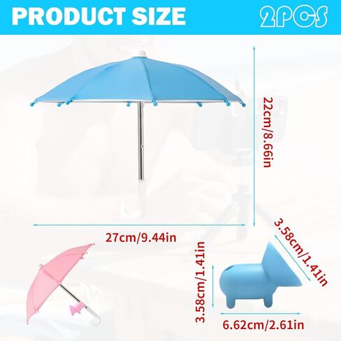 2 PCS Phone Smbrella ، مظلة للهاتف ، شمس الهاتف الظل ، لظلال الشمس ، عالمي لطيف مع كوب الشفط على الطراز الخنزير ، في الهواء الطلق مضاد للارتفاع. in Kuwait