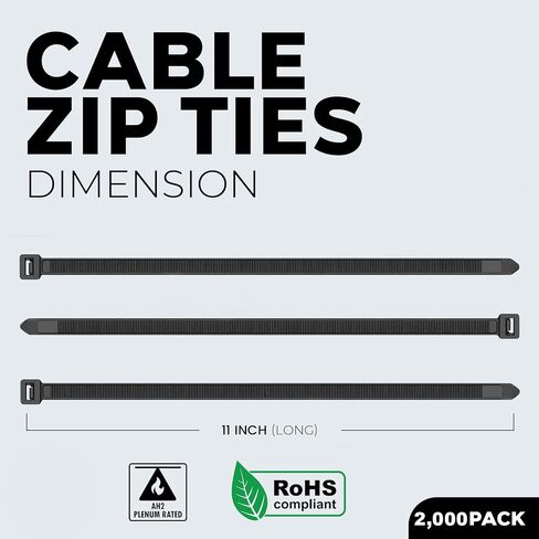 Black Cable Zip Ties 11 Inch Multi-Purpose Self-Locking Nylon Wire Ties with 50 Lbs Tensile Strength Cable Management Ties for Outdoor & Indoor - 200 Pack in Kuwait