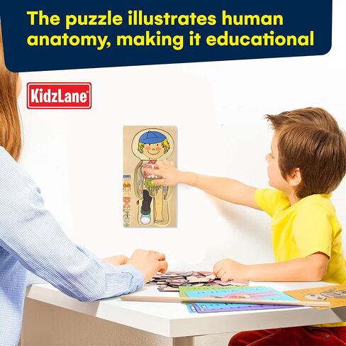 Kidzlane African American Boy Wooden My Body Puzzle for Toddlers & Kids - 29 Piece Girls Anatomy Puzzle Kid Play Set - Anatomy for Kids, Skeleton Toys for Kids Ages 3 Plus in Kuwait