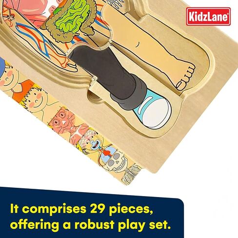 Kidzlane African American Boy Wooden My Body Puzzle for Toddlers & Kids - 29 Piece Girls Anatomy Puzzle Kid Play Set - Anatomy for Kids, Skeleton Toys for Kids Ages 3 Plus in Kuwait
