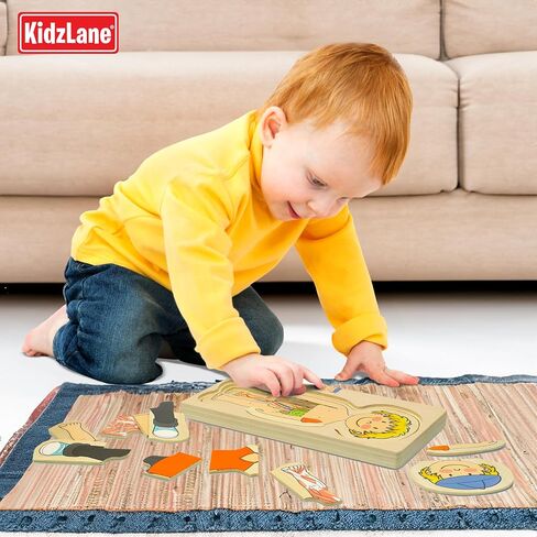 Kidzlane African American Boy Wooden My Body Puzzle for Toddlers & Kids - 29 Piece Girls Anatomy Puzzle Kid Play Set - Anatomy for Kids, Skeleton Toys for Kids Ages 3 Plus in Kuwait