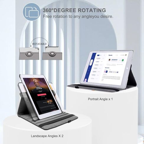 حالة LRCXL لـ iPad Air 3rd Generation 10.5 بوصة 2019 / iPad Pro 10.5 "2017-360 REGANTATION SMART SMART SMART مع ميزة النوم / الاستيقاظ التلقائي (أسود) in Kuwait