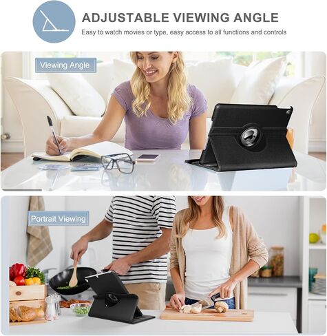 حالة LRCXL لـ iPad Air 3rd Generation 10.5 بوصة 2019 / iPad Pro 10.5 "2017-360 REGANTATION SMART SMART SMART مع ميزة النوم / الاستيقاظ التلقائي (أسود) in Kuwait