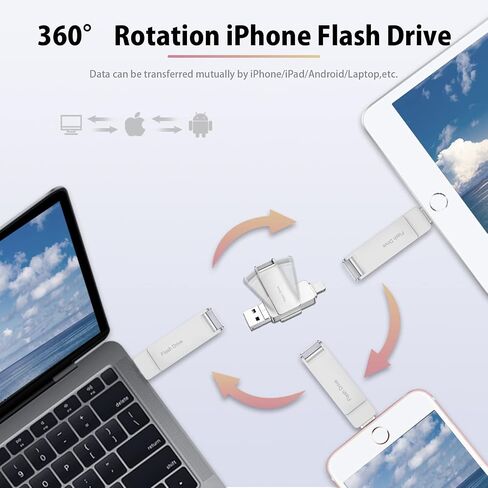 عصا الصور لـ iPhone ، 4 في محرك أقراص فلاش iPhone ، USB Memory Stick 512GB iPhone Thumb Drive للصور ومقاطع الفيديو محرك النسخ الاحتياطي لتخزين iPhone و iPad و Android ، الكمبيوتر الشخصي in Saudi Arabia