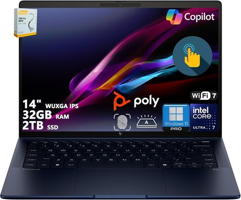 HP EliteBook X G1i AI Laptop | 14" WUXGA IPS Touchscreen | Intel 8-Core Ultra 7 258V (NPU Up to 47 Tops) | 32GB RAM 1TB SSD | Copilot+ PC for Creator Business Professional Win11 Pro w/DLCA Accessory in Saudi Arabia