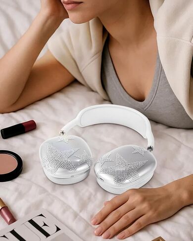 Joyleop for AirPods Max Case - متين صعبًا لأغطية AirPods Max ، وعلاج سماعات الرأس الواضحة اللطيفة مع أحجار الراين اللزجة ، والملحقات الأساسية جدًا لسماعات الرأس ، والدب. in Kuwait