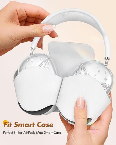 Joyleop for AirPods Max Case - متين صعبًا لأغطية AirPods Max ، وعلاج سماعات الرأس الواضحة اللطيفة مع أحجار الراين اللزجة ، والملحقات الأساسية جدًا لسماعات الرأس ، والدب. in Kuwait