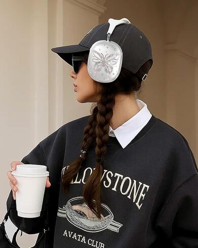 Joyleop for AirPods Max Case - متين صعبًا لأغطية AirPods Max ، وعلاج سماعات الرأس الواضحة اللطيفة مع أحجار الراين اللزجة ، والملحقات الأساسية جدًا لسماعات الرأس ، والدب. in Kuwait