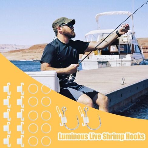 20Pcs Bait Fixed Holder Set Fishing Hooks Durable Luminous Live Shrimp Hooks in Saudi Arabia