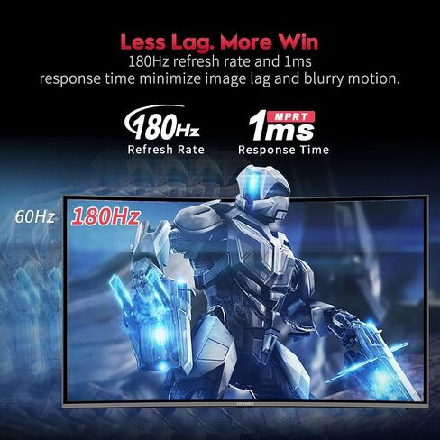 Curved Gaming Monitor 27 inch 180Hz, FHD 1080P VA Screen 1800R Computer Monitor, 1ms with FreeSync, Low Motion Blur, DisplayPort, HDMI Monitor, Built-in Speakers in Saudi Arabia