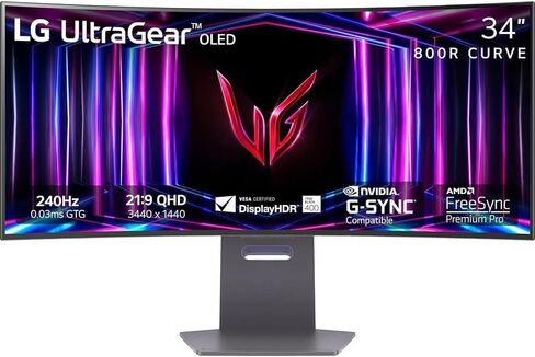 LG 34 بوصة ULTRAGEAR 1440P 240 هرتز OLED 800R حزمة ألعاب منحنية مع Tech Smart USA Elite Suite 18 ، 2x HDMI Cable & Deco Gear CPS 26 Month Pack (Beach-CPS-26M1500) in Saudi Arabia