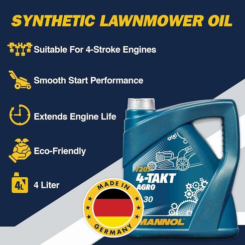 Full Synthetic Lawnmower Oil by MANNOL, 4-Takt Agro SAE 30 7203 Generator Oil, High-Quality Mineral Oil for Small Engines 4-Stroke Oil for Gardening Equipment, 1L in Saudi Arabia