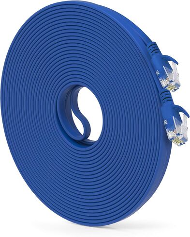 GEERIT CAT6 Ethernet Cable 50 FT (1 pack) كبل شبكة الإنترنت المسطح ، حبال التصحيح CAT6 ، كابل Cat6 ، كابل Cat 6 ، Cat 6 Ethernet Cable ، RJ45 موصلات لجهاز التوجيه ، المودم - الأزرق 50 قدمًا in Kuwait