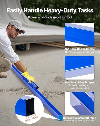 Vevor Concrete Resced ، مساحته 96 بوصة مع قارورة مستوية ، تصميم سهلة التنظيف والغطاء النهائي ، مقبض خفيف الوزن وألومنيوم قابل للانعكاس لتسوية الأرضيات ، البناء على نطاق صغير وتجديد المنزل in Saudi Arabia
