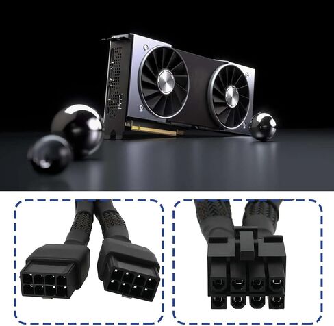 1pc مزدوج 8pin إلى 8 Pin GPU Cable Cable Cable 10cm 030-1233-000 متوافق مع بطاقة رسومات NVIDIA RTX A6000 in Kuwait