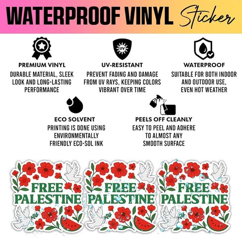 VOTANTA (3 Pcs, 3 inch) - Free Palestine Sticker, I Stand with Palestine Stickers, Political Protest Decals, Arab Arabic Palestinian Supporter Gifts Decoration for Laptops, Phones, Water Bottles in Saudi Arabia