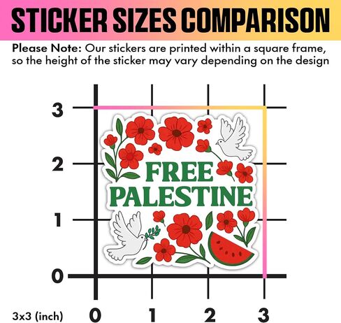 VOTANTA (3 Pcs, 3 inch) - Free Palestine Sticker, I Stand with Palestine Stickers, Political Protest Decals, Arab Arabic Palestinian Supporter Gifts Decoration for Laptops, Phones, Water Bottles in Saudi Arabia