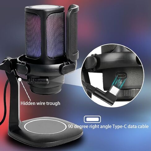 VBESTLIFE GAMING MICROPHONE USB للكمبيوتر الشخصي ، ميكروفون مكثف القلب مع مرشح و RGB Touch Control ، نوع USB C للبث ، البودكاست ، الألعاب in Saudi Arabia