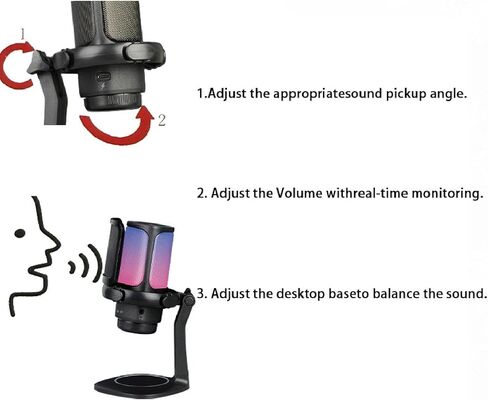 VBESTLIFE GAMING MICROPHONE USB للكمبيوتر الشخصي ، ميكروفون مكثف القلب مع مرشح و RGB Touch Control ، نوع USB C للبث ، البودكاست ، الألعاب in Saudi Arabia