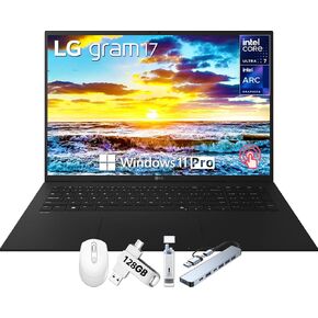 LG GRAM 17 Touchscreen Lapelot COPILOT+ PC ، عرض 17 "WQXGA ، Intel Ultra 7 Series 2 258V ، 32 GB RAM ، 1 TB SSD ، Intel ARC Graphics ، Backlit ، Wi-Fi 7 ، Windows 11 Pro in Kuwait