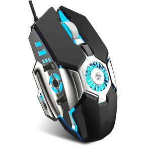 Computer Mouse,Mechanical Gaming Mouse,4 Speed DPI, 7 Kinds of RGB Lighting,Comes with Fan Cooling,All Round IC Chip Cooling,Designed for Gaming (Gray) in Kuwait
