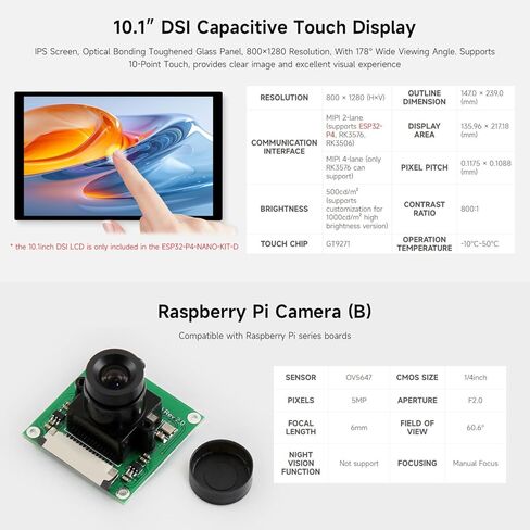 Waveshare ESP32-P4-Nano لوحة تطوير عالية الأداء ، استنادًا إلى شريحة ESP32-P4 مع معالجات RISC-V ثنائية النواة وحزب واحد ، حزمة مع كاميرا RPI (4 عناصر) in Saudi Arabia