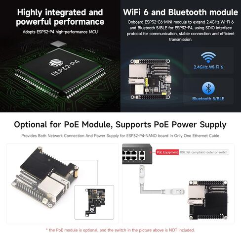 Waveshare ESP32-P4-Nano لوحة تطوير عالية الأداء ، استنادًا إلى شريحة ESP32-P4 مع معالجات RISC-V ثنائية النواة وحزب واحد ، حزمة مع كاميرا RPI (4 عناصر) in Saudi Arabia