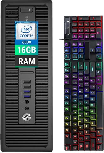 HP Elitedesk 800G2 SFF SFF Desktop PC ، 800G2 SFF Windows 11 كمبيوتر سطح المكتب ، Intel Core I5-6500 ، 16GB DDR4 RAM ، 1TB SDD ، VGA ، RGB Keyboard (متجدد) in Saudi Arabia