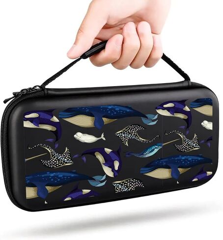 Blue Whales Switch Case for Nintendo Switch/Switch OLED ، مع 20 لعبة Marine Life Protection Travel Case Case Pouch for Console & Accessories MB287 in Saudi Arabia