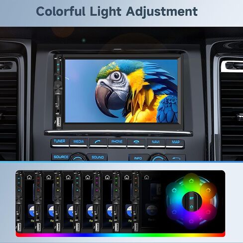 Radio Double Din Car Stereo مع Carplay Android Auto ، 7 بوصة HD شاشة تعمل باللمس مستقبلات الصوت مع Bluetooth ، كاميرا نسخ احتياطي HD ، FM ، رابط المرآة ، USB/Type C/TF/AUX/SWC in Kuwait
