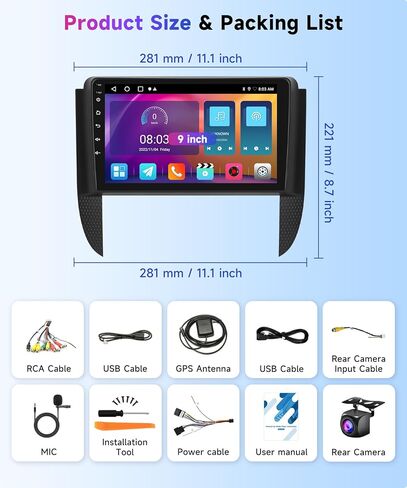 2+64g Android Car Radio Stereo for Chevrolet Aveo LS Sedan 2005-2008 Wireless Carroid Android Auto ، Rimoody 9 '" in Saudi Arabia