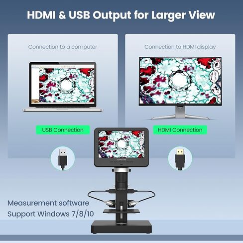 JL249PS 3 Lenses 10 Inch HDMI LCD Digital Microscope, UHD 4000× 24MP Biological Microscope with Prepared Slides, Coin Microscope for Full-Size Coins Error Coins, PC/TV Compatible, 32G Card in Saudi Arabia