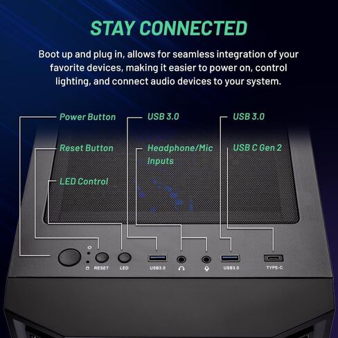 Skytech Gaming Shadow سطح المكتب PC ، Ryzen 5 5600GT 3.6 GHz (4.6 جيجا هرتز Turbo) ، Radeon Vega 7 ، 1TB NVME SSD ، 16GB DDR4 RAM 3200 ، 650W GOLD PSU ، Wi-Fi ، Win 11 in Kuwait