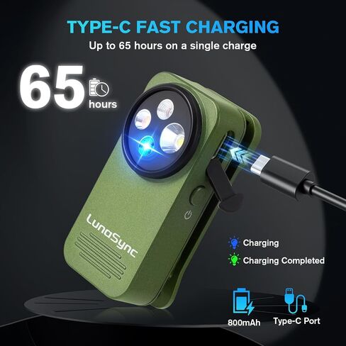 LUNASYNC EDC Flashlight Clip-On Light ، 600 Lumens القابلة لإعادة الشحن مع Type-C ، ومشاهير مفاتيح مغناطيسية محمولة للإشارة ، أو ركوب الدراجات أو في الهواء الطلق ، و IPX6 مقاومة للماء ، والأسود in Saudi Arabia
