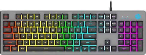 HP K500F Backlit Greass Wired Gaming Keyboard مع إضاءة ملونة مختلطة ، لوحة معدنية مع إضاءة الشعار ، 26 مفتاح مضاد للضواحي ، in Kuwait