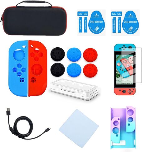 WONDER BAY Switch / Switch OLED Case 17-in-1 Bundle with Carrying Case, Switch Protective Cover, Game Organizer, Screen Protector, Charging Cable and Joy-Con Silicone Sleeves in Saudi Arabia