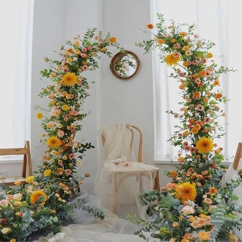 ASIXXSIX قوس الزفاف قوس Backdrop Stand ، منحنية بالون من المنحني للبالون المعدني قوس الحفل حفل زفاف حفلة عيد ميلاد الزفاف استحمام الطفل بوث ديكورات حديقة in Saudi Arabia
