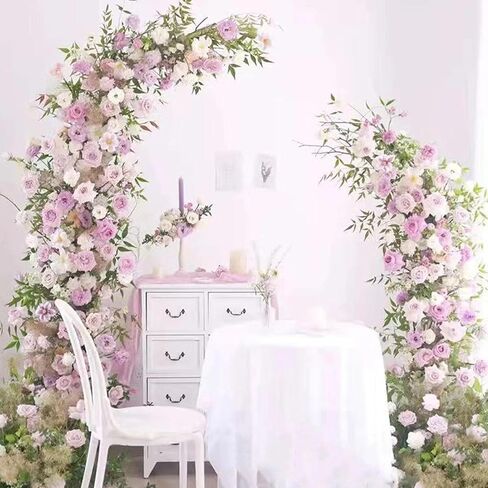 ASIXXSIX قوس الزفاف قوس Backdrop Stand ، منحنية بالون من المنحني للبالون المعدني قوس الحفل حفل زفاف حفلة عيد ميلاد الزفاف استحمام الطفل بوث ديكورات حديقة in Saudi Arabia