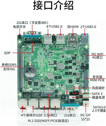 Industrial Mini PC, Fanless Mini PC N100 (4C/4T,3.4GHz),4K 2HD/USB3.0/Win 11, Mini Desktop Computer Quad 2.5G LAN,WiFi/4G,EDP,2 RS232(Support RS485),Router Netgate for Home/Business NO RAM NO SSD in Saudi Arabia