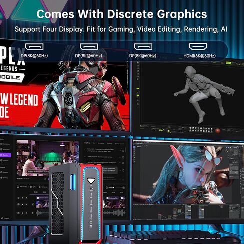 MSECORE MINI Gaming PC COLDING COLDING ، 13th Gen Core I9-13900F مع 64G DDR5 RAM 2T PCIE4.0 SSD كمبيوتر سطح المكتب ، RTX4070S 12G ، 8K ، 1*HDMI ، 3*DisplayPort ، Optical ، WIFI 6E ، Windows 11 Pro in Kuwait