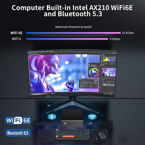 كمبيوتر صغير مع AMD Ryzen 9 8945HS ، يصل إلى 5.2 جيجا هرتز ، كمبيوتر سطح المكتب مع 64G DDR5 ، 2T PCIE4.0 SSD ، Windows 11 Pro ، HDMI/USB-C ، 4K Triple Display ، Radeon 780M Graphics ، 2.5GBPS LAN ، WIFI6E ، VESA in Kuwait