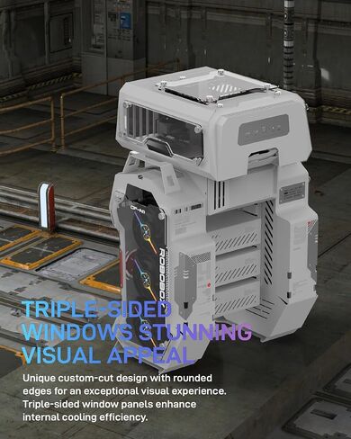 ALSEYE Ai-Pro White ARGB Mid-Tower E-ATX PC Gaming Case, Pre-Installed a Halo-Pro ARGB Fan, USB 3.0 Type-C Ports Contained in Kuwait