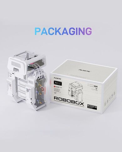 ALSEYE Ai-Pro White ARGB Mid-Tower E-ATX PC Gaming Case, Pre-Installed a Halo-Pro ARGB Fan, USB 3.0 Type-C Ports Contained in Kuwait